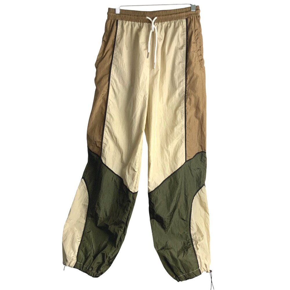 Pookie & Sebastian baggy 70s retro style jogger Pants S/M Elastic Waist Beige Br